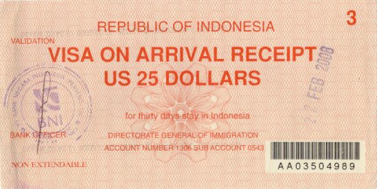 Visa on Arrival, Manado, Indonesia, yr2008